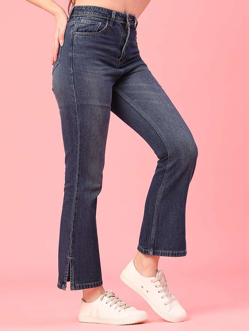 women solid mid rise bootcut jeans - 22028059 -  Standard Image - 1