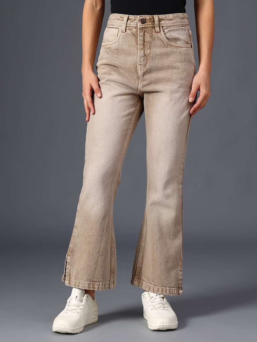 women solid mid rise bootcut jean - 22028060 -  Standard Image - 1