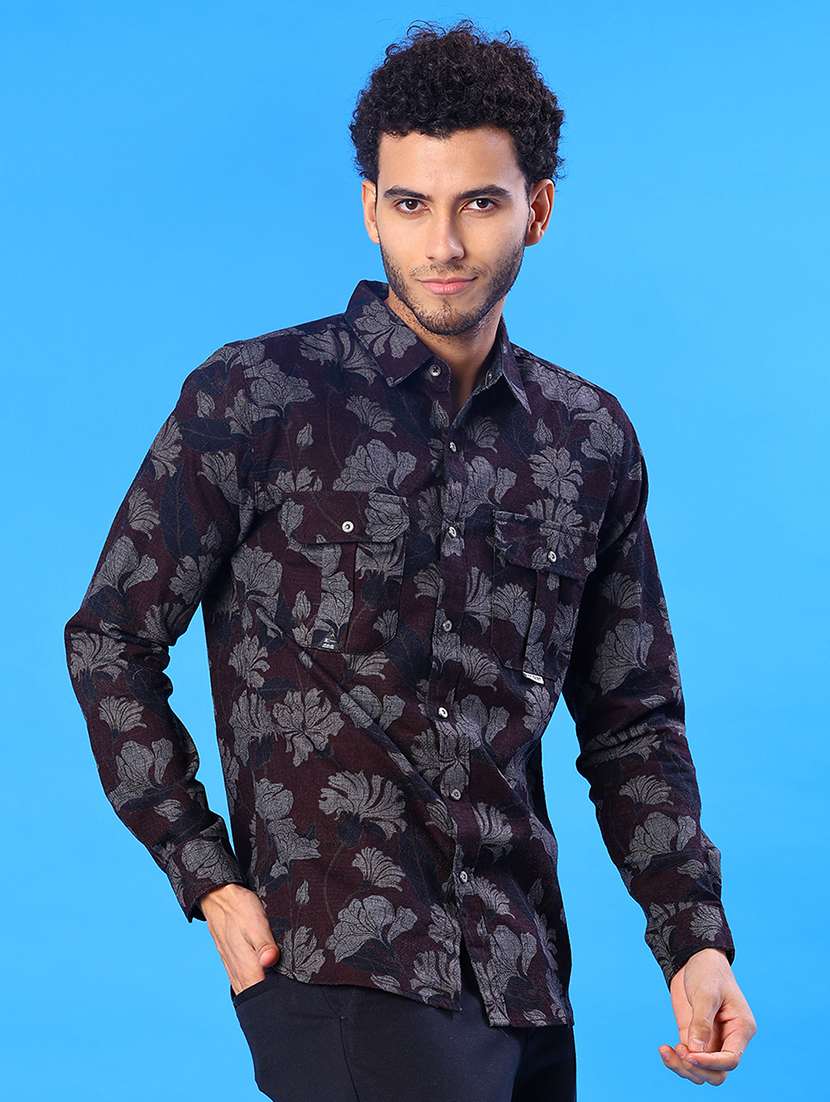 men printed long sleeve regular fit casual shirt - 22028089 -  Standard Image - 1