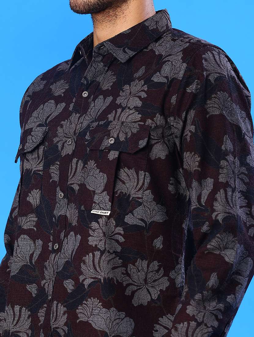 men printed long sleeve regular fit casual shirt - 22028089 -  Standard Image - 4