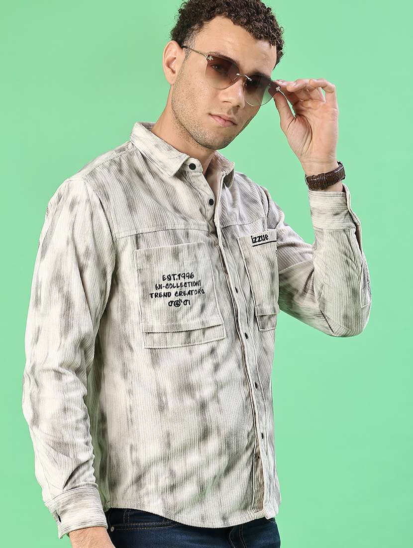 men printed long sleeve regular fit casual shirt