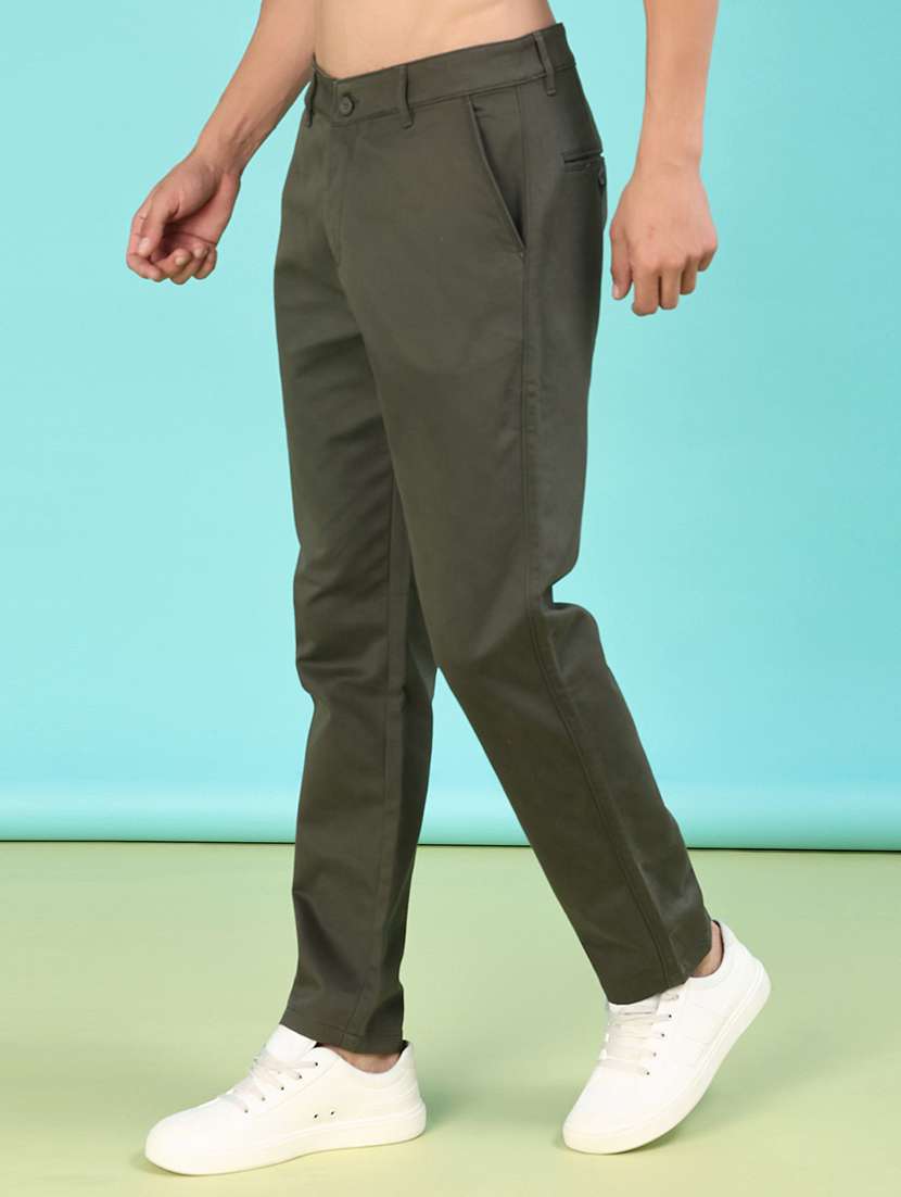 men solid mid rise flat front casual trouser - 22028202 -  Standard Image - 1