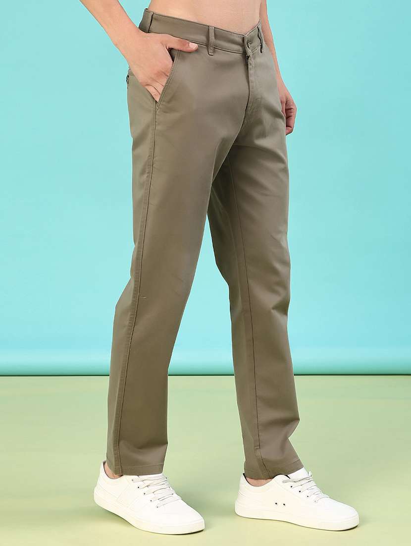 men solid mid rise flat front casual trouser - 22028205 -  Standard Image - 1