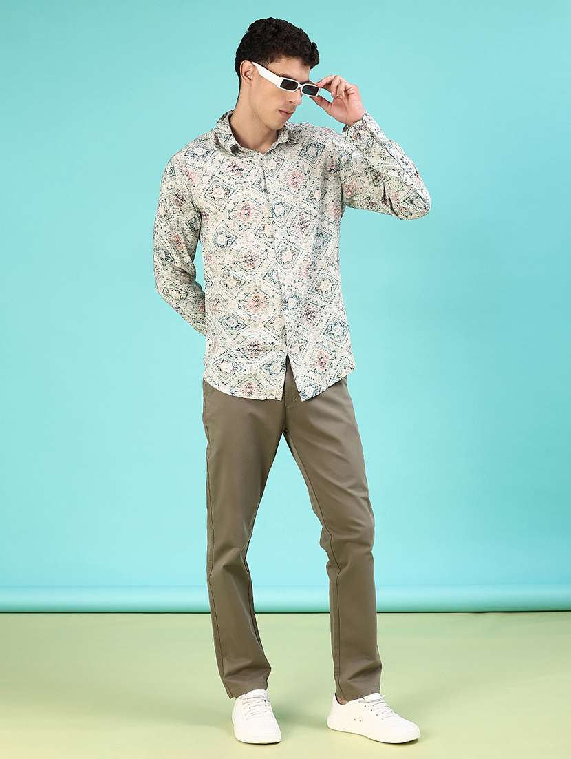 men solid mid rise flat front casual trouser - 22028205 -  Standard Image - 4