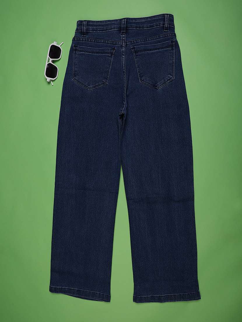 girls plain mid rise relaxed fit jeans - 22028249 -  Standard Image - 1
