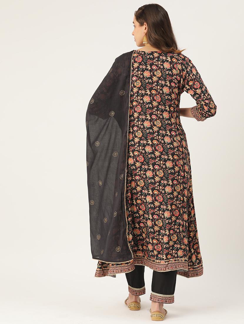 women floral three quarter sleeve kurta pant with dupatta set - 22028336 -  Standard Image - 1