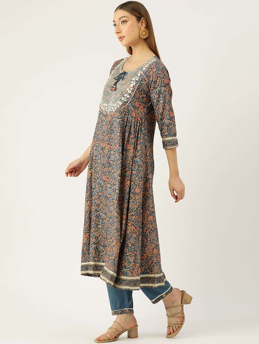 women floral printed three quarter sleeve kurta pant with dupatta set - 22028340 -  Standard Image - 1
