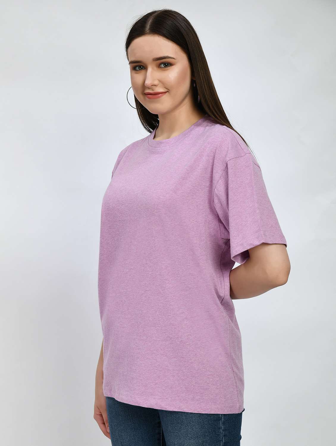 women solid short sleeve oversized t-shirt - 22028365 -  Standard Image - 1