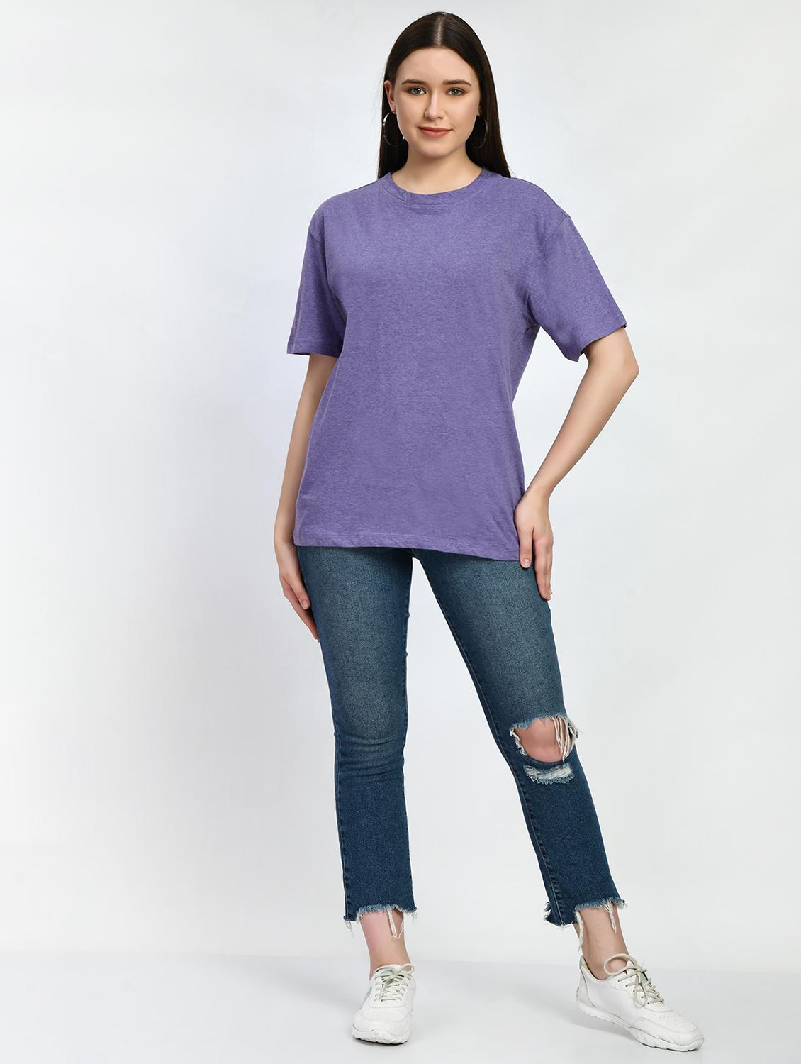 women solid short sleeve oversized t-shirt - 22028366 - Standard Image - 4