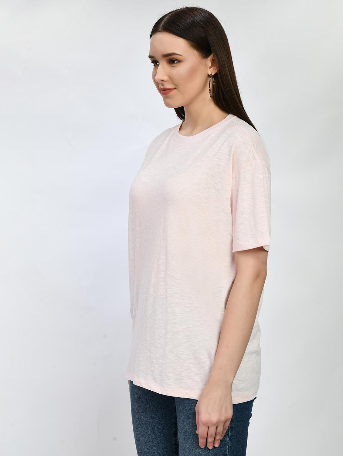 women solid short sleeve oversized t-shirt - 22028367 -  Standard Image - 1