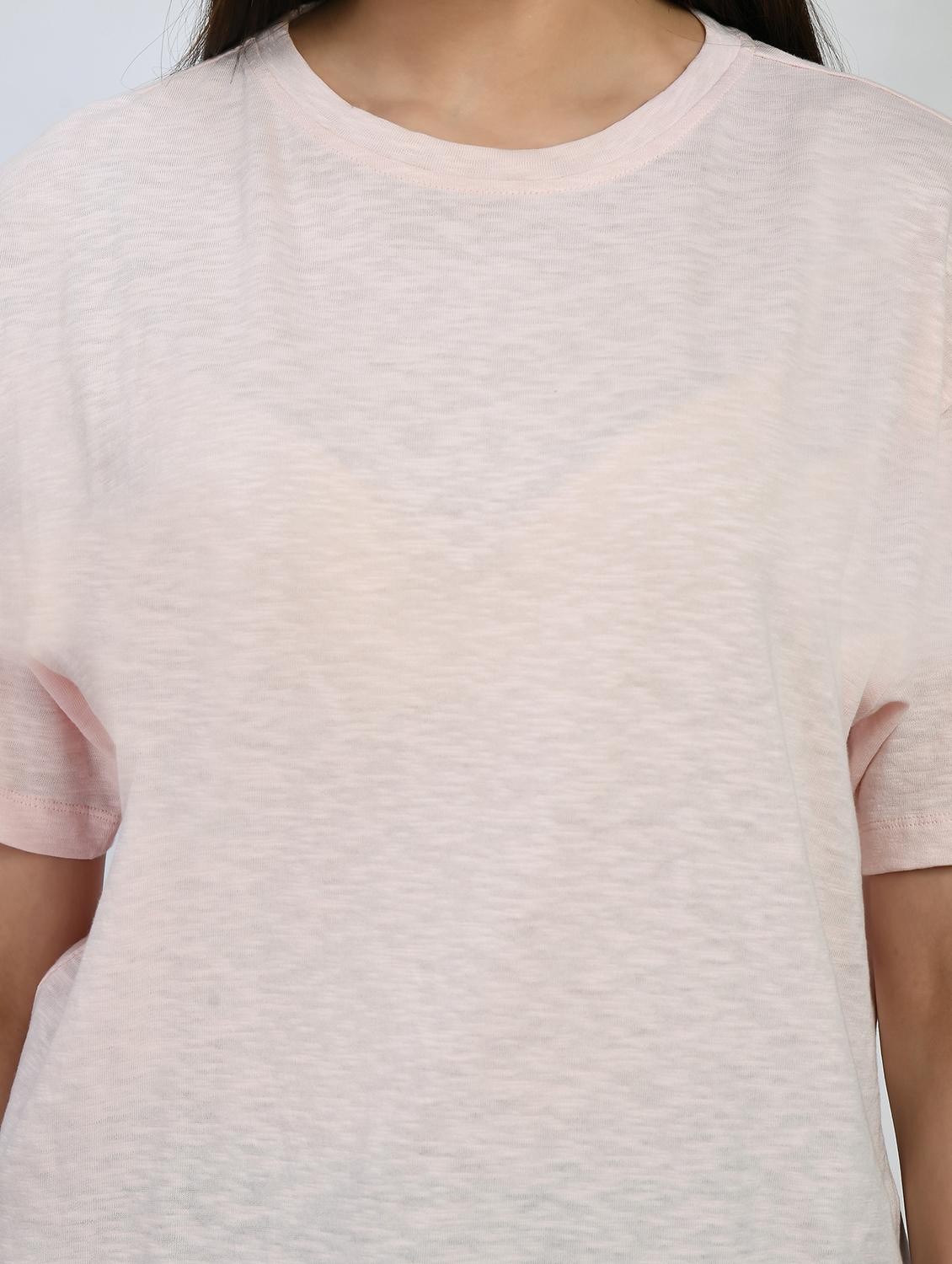 women solid short sleeve oversized t-shirt - 22028367 - Standard Image - 4