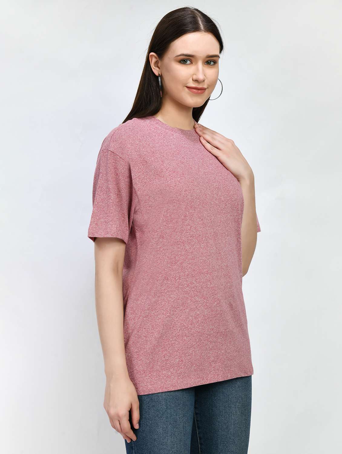 women solid short sleeve oversized t-shirt - 22028368 -  Standard Image - 1