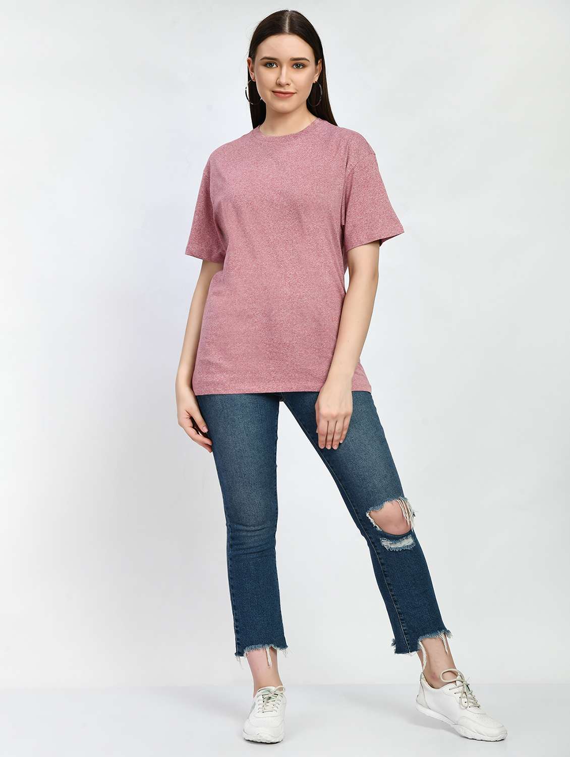 women solid short sleeve oversized t-shirt - 22028368 -  Standard Image - 4
