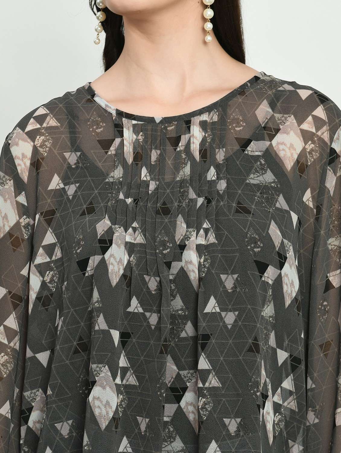 women printed bell sleeve a-line top - 22028372 -  Standard Image - 4