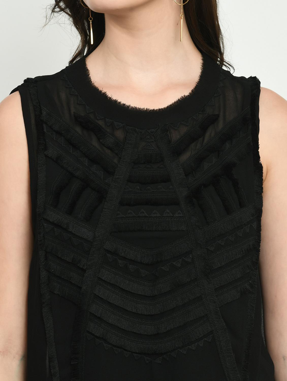 women black solid sleeveless peplum top - 22028374 - Standard Image - 4