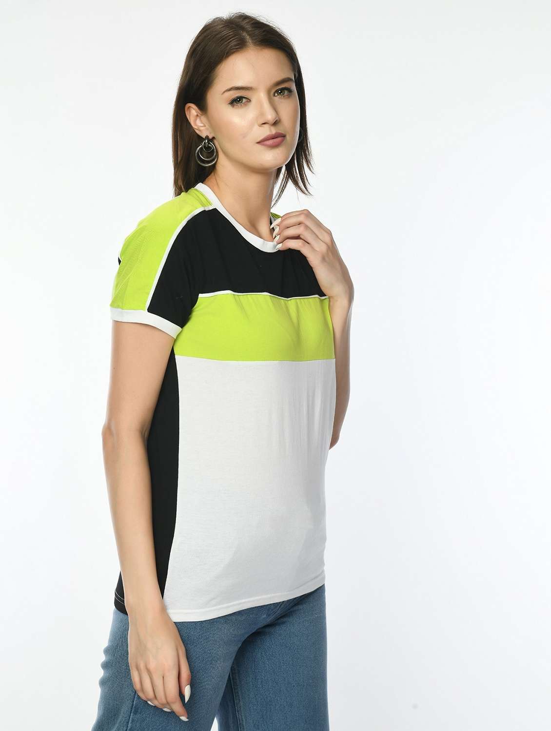 women color blocked short sleeve t-shirt - 22028375 -  Standard Image - 1