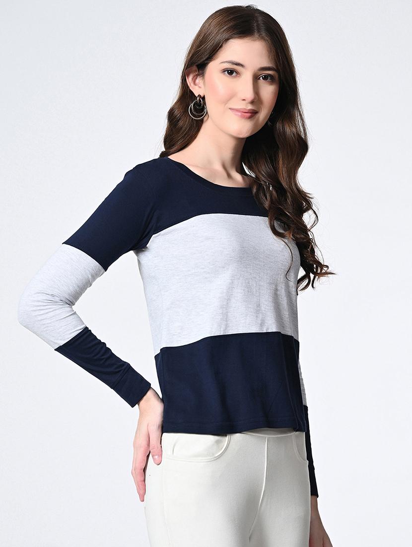 women color blocked long sleeve t-shirt - 22028376 - Standard Image - 1