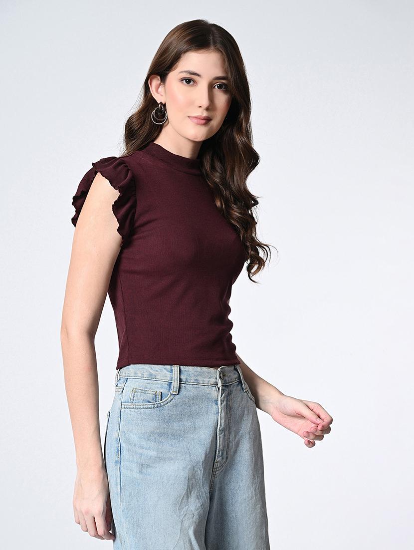 women solid sleeveless crop top - 22028377 -  Standard Image - 1