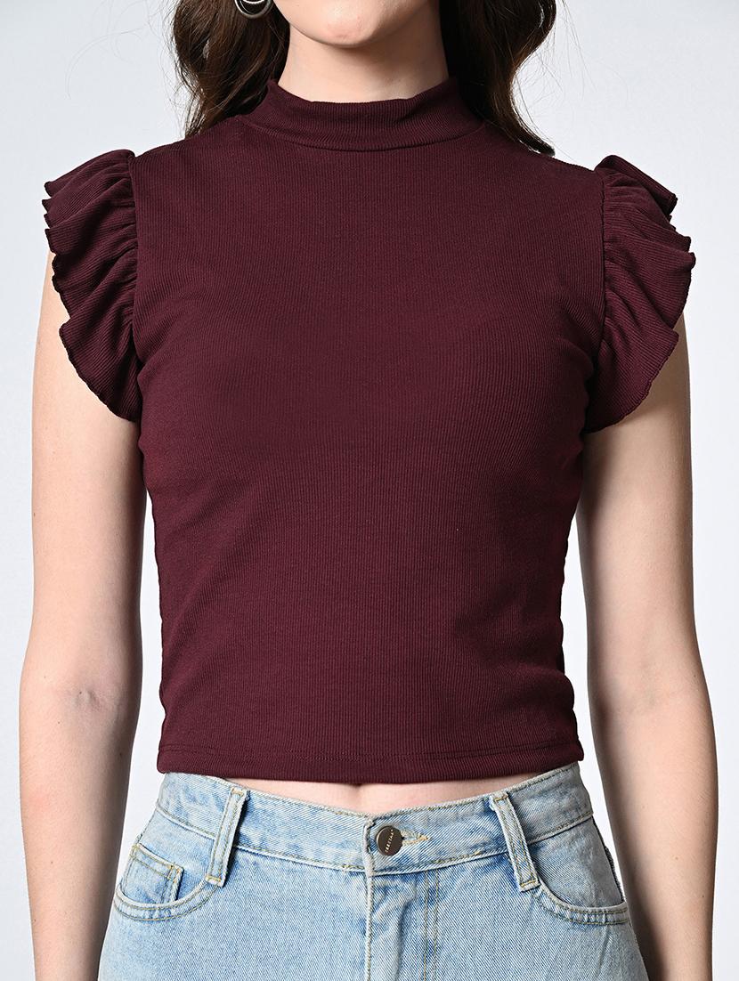 women solid sleeveless crop top - 22028377 - Standard Image - 4