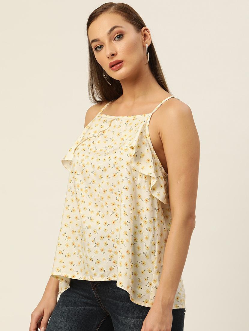 women floral print shoulder strap asymmetric top - 22028395 - Standard Image - 1