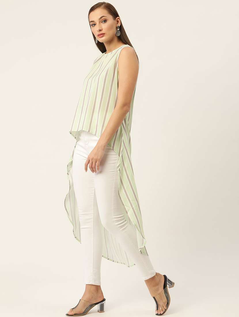 women striped sleeveless high low top - 22028398 -  Standard Image - 1