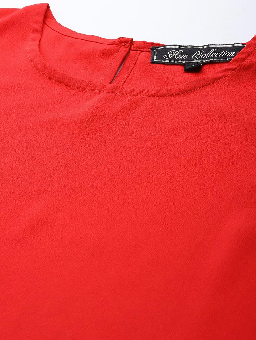 women red solid sleeveless high low top - 22028444 - Standard Image - 4