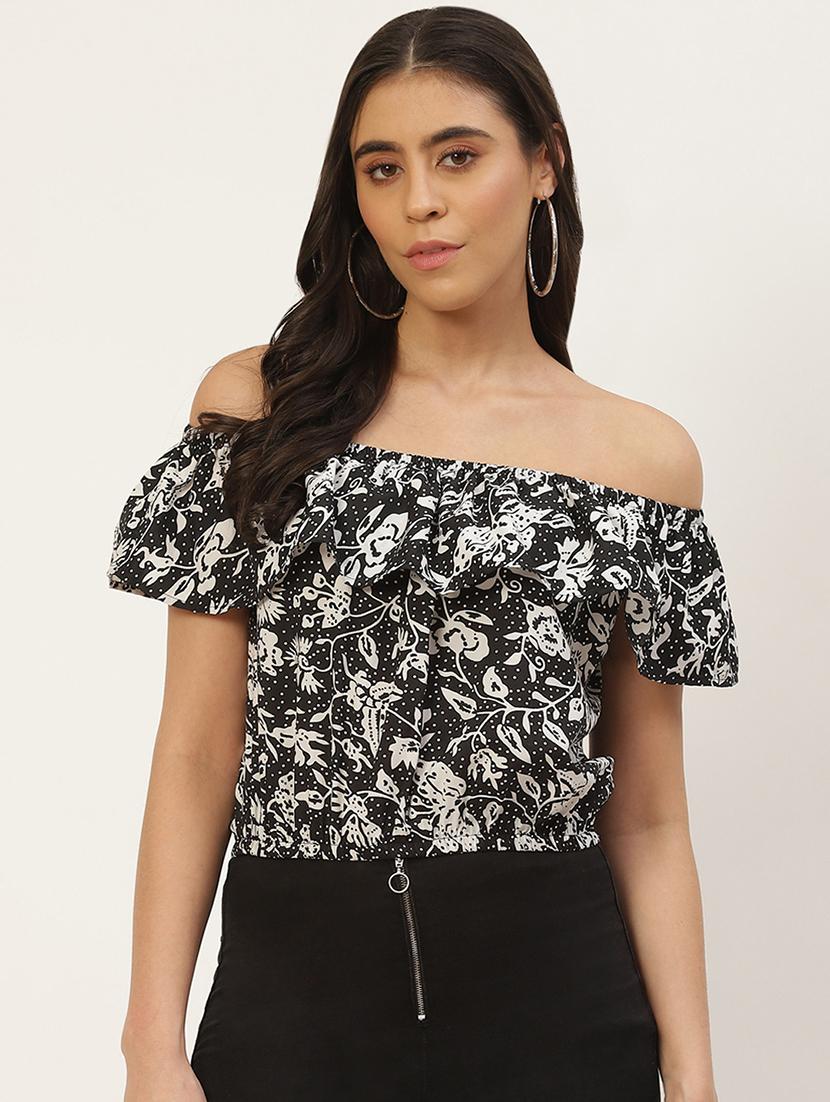 women printed off shoulder crop top - 22028463 -  Zoom Image - 0