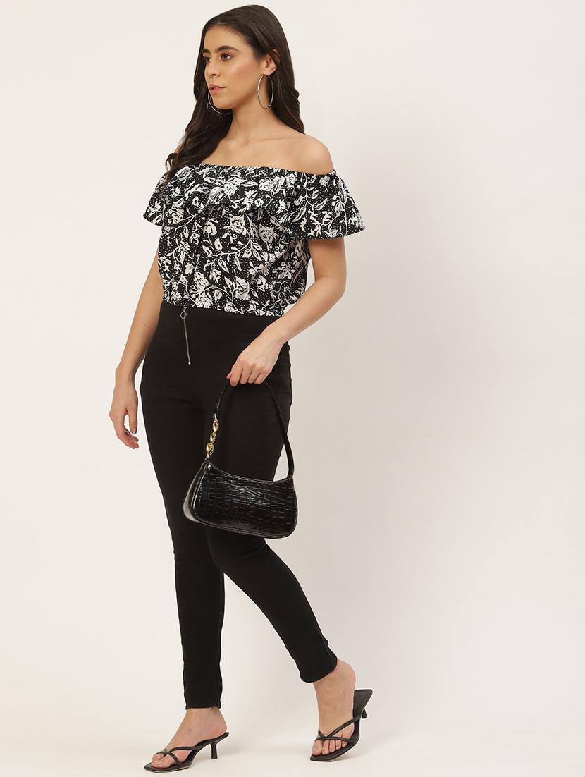 women printed off shoulder crop top - 22028463 - Standard Image - 4