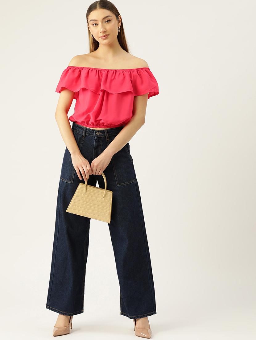 women solid off shoulder crop top - 22028468 - Standard Image - 4