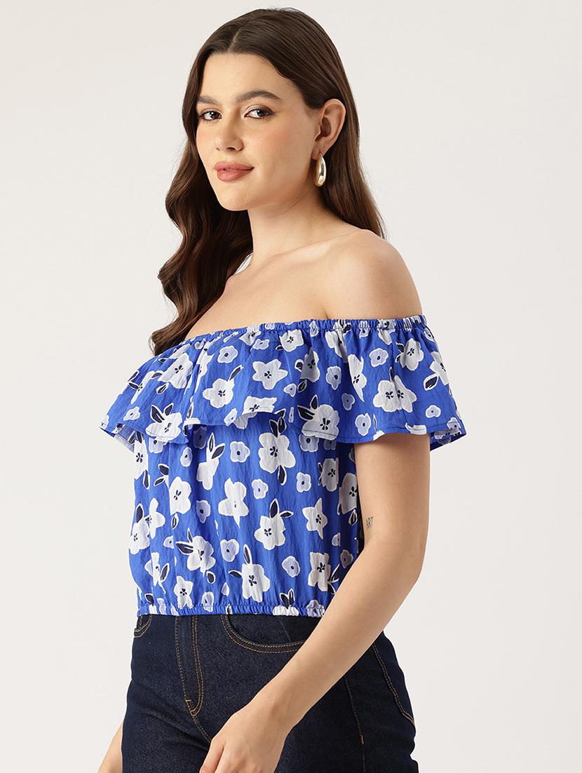 women floral print off shoulder crop top - 22028471 - Standard Image - 1