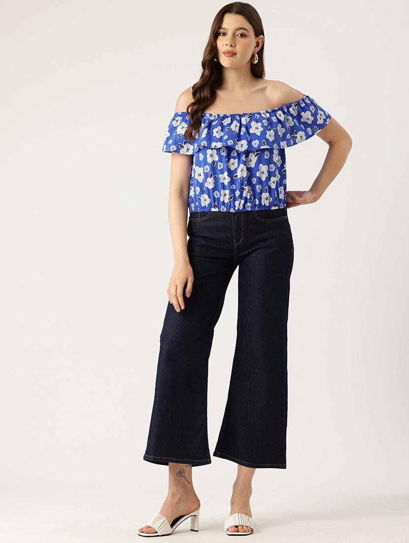 women floral print off shoulder crop top - 22028471 - Standard Image - 4