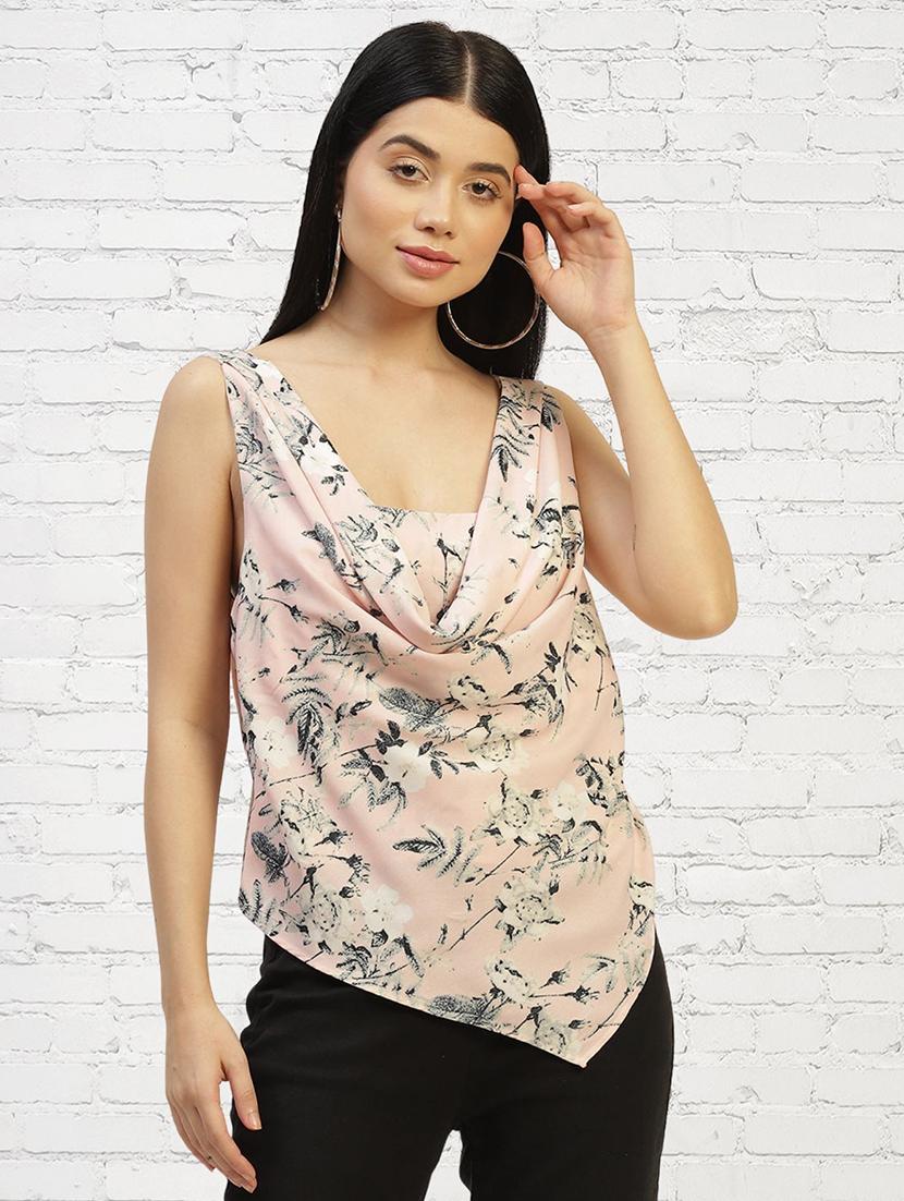 women floral print cowl neck asymmetric top - 22028477 - Zoom Image - 0