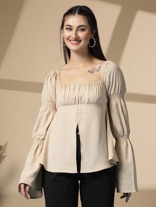 women solid bell sleeve a-line top - 22028480 -  Standard Image - 0