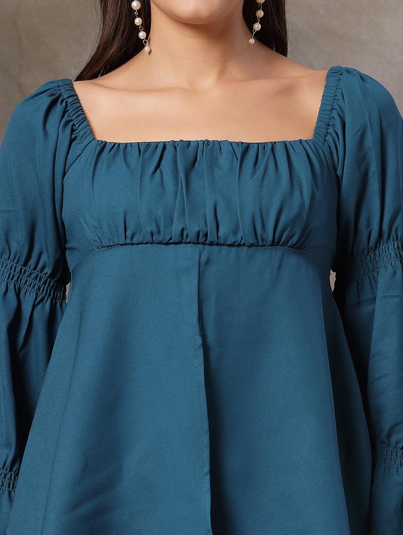 women solid bell sleeve a-line top - 22028482 - Standard Image - 4