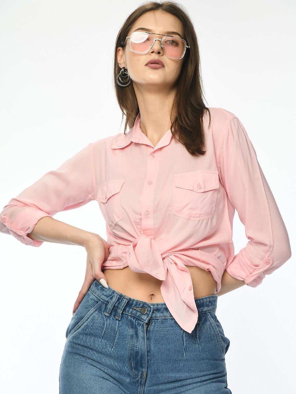 women solid collared long sleeve regular shirt - 22028502 - Zoom Image - 0