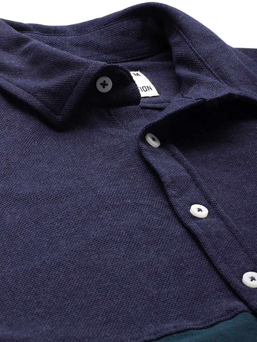 men color block long sleeve regular fit casual shirt - 22028519 - Standard Image - 4