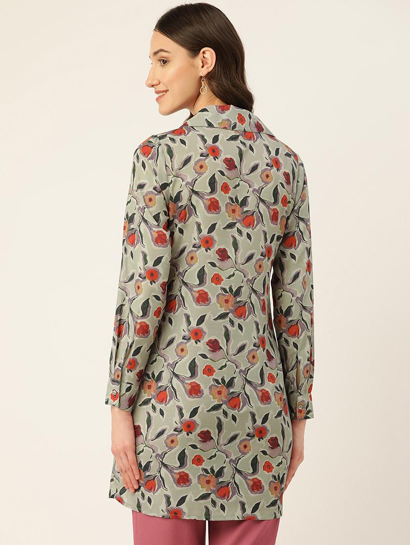 women floral printed long sleeve shirt tunic - 22028535 -  Standard Image - 1