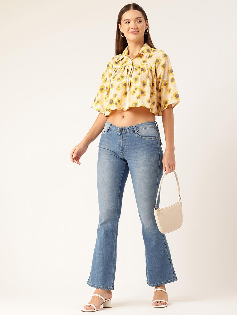 women floral print collared crop top - 22028542 - Standard Image - 4