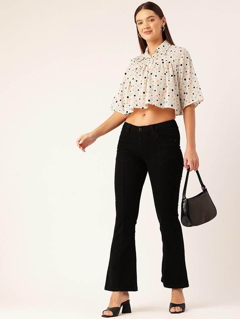 women polka doted collared crop top - 22028543 - Standard Image - 4