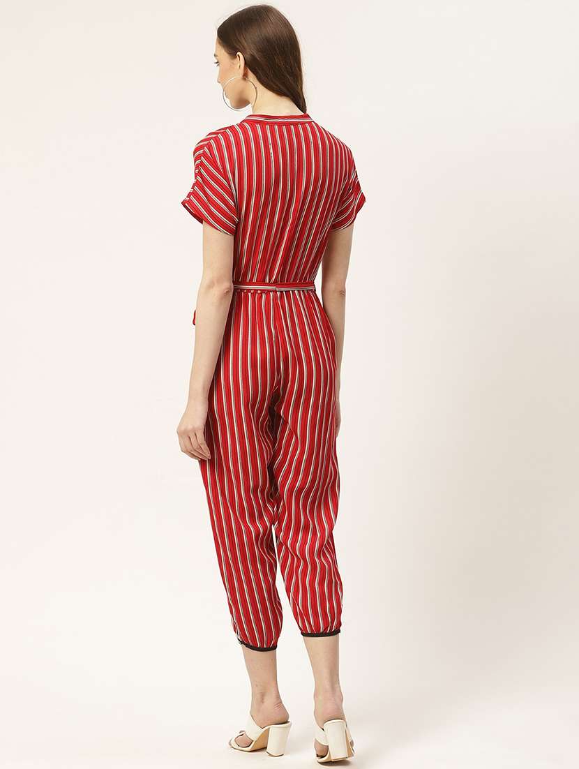 women striped short sleeve jumpsuit - 22028680 - Standard Image - 4