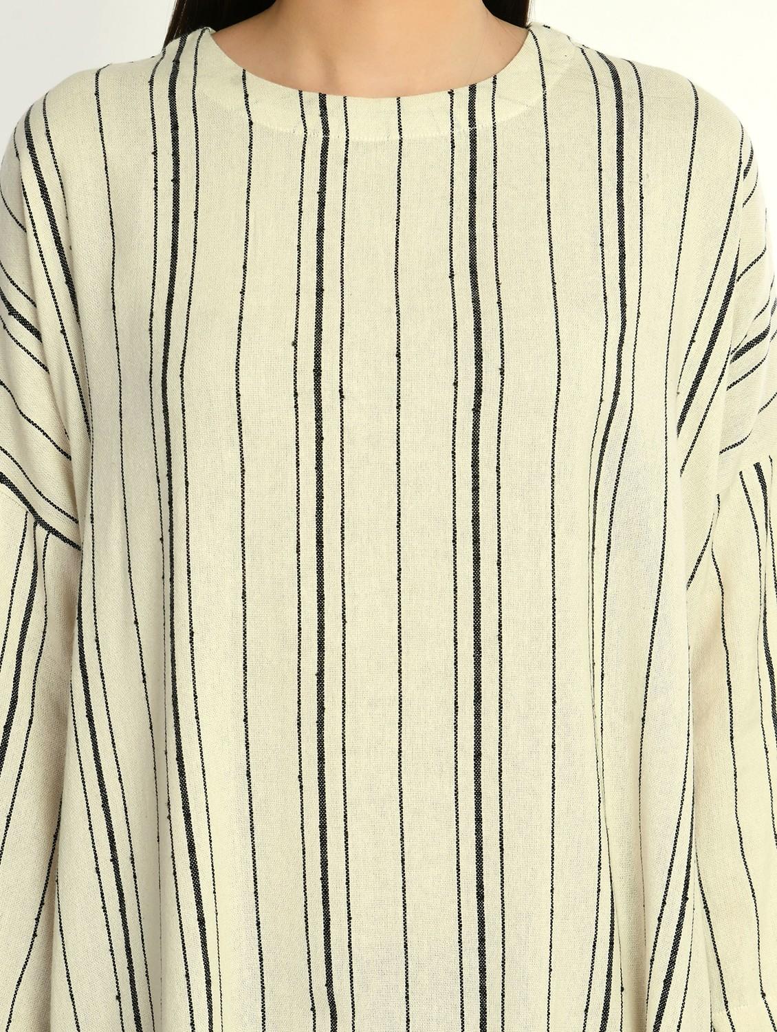 women striped long sleeve relaxed fit a-line dress - 22028727 - Standard Image - 4
