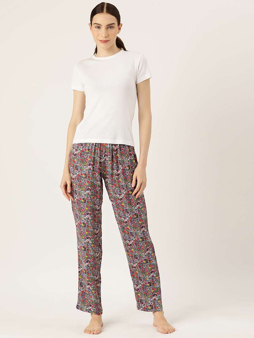 women floral printed mid rise loungewear pajama - 22028798 -  Standard Image - 1