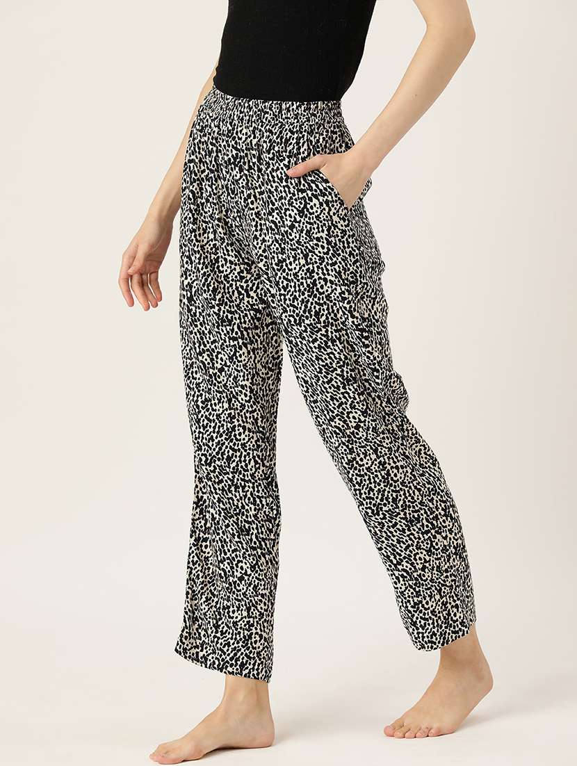 women animal print mid rise lounge wear pajama - 22028800 -  Standard Image - 1