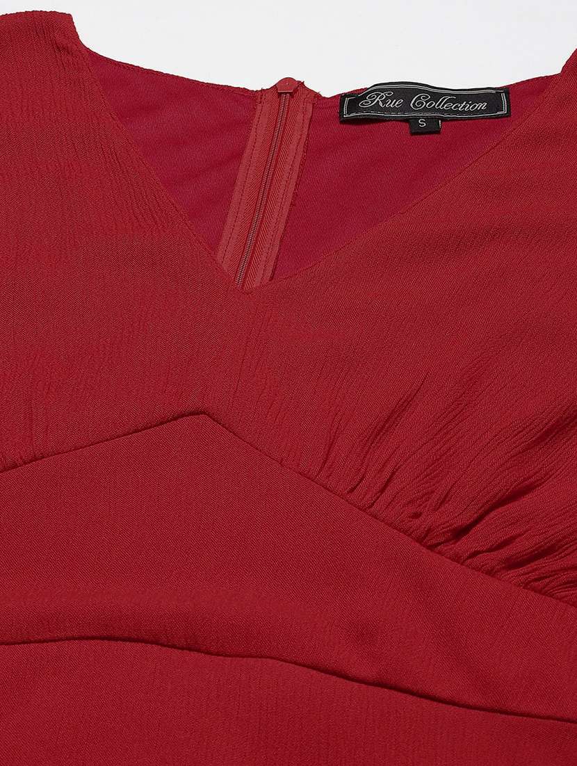 women red solid flared sleeve fit & flare dress - 22028821 -  Standard Image - 4