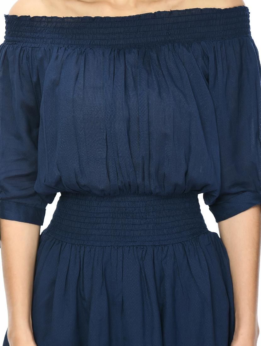 women black solid off shoulder layered dress - 22028830 - Standard Image - 4