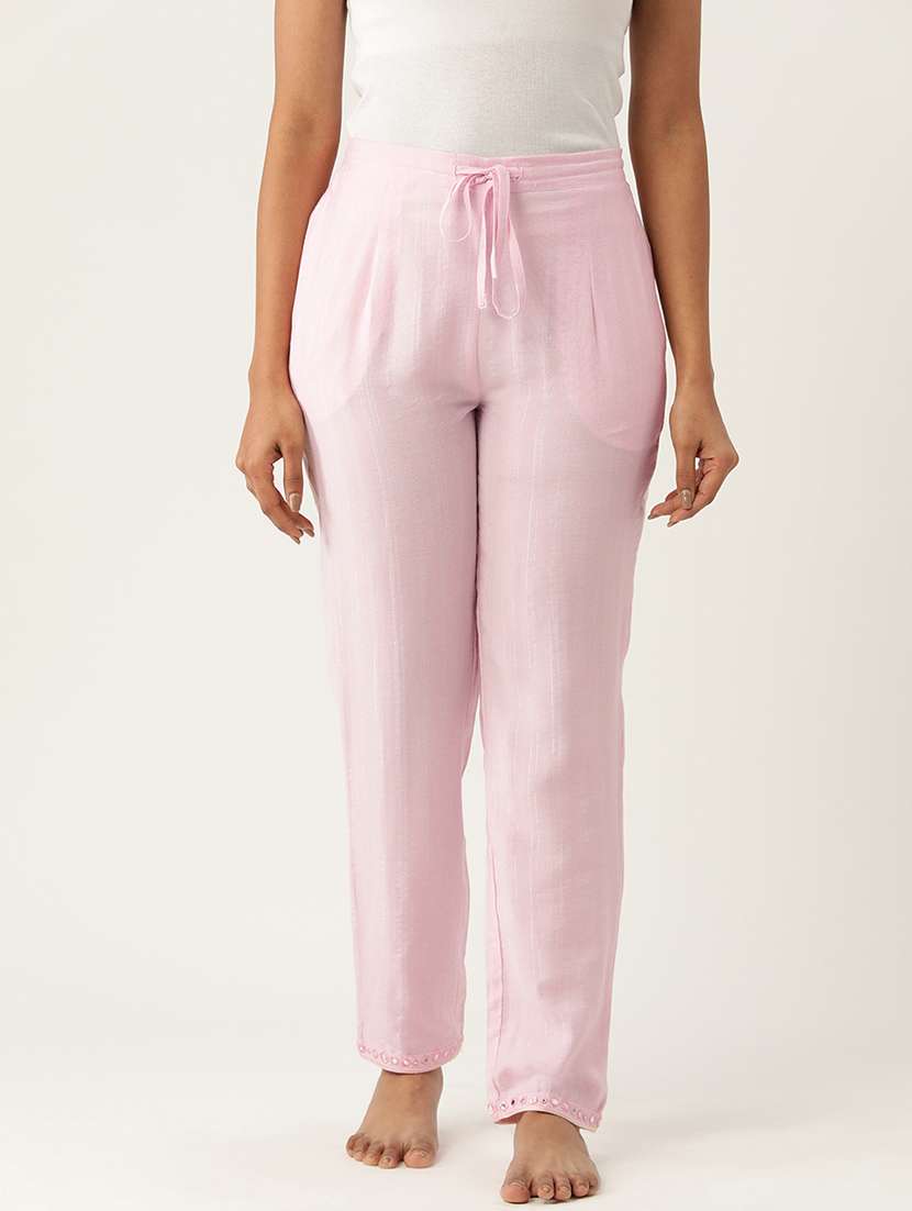 women solid mid rise loung wear pajama - 22028867 - Standard Image - 1