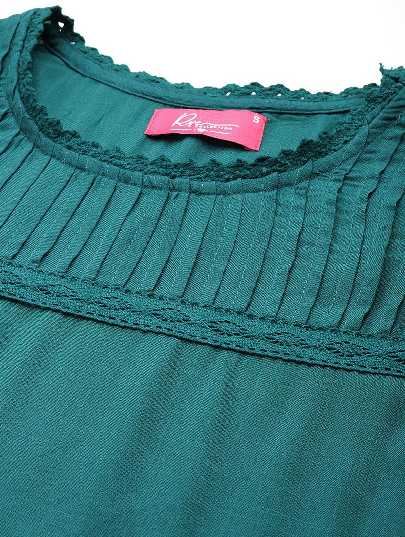 women solid three quarter sleeve straight kurta - 22028901 - Standard Image - 4