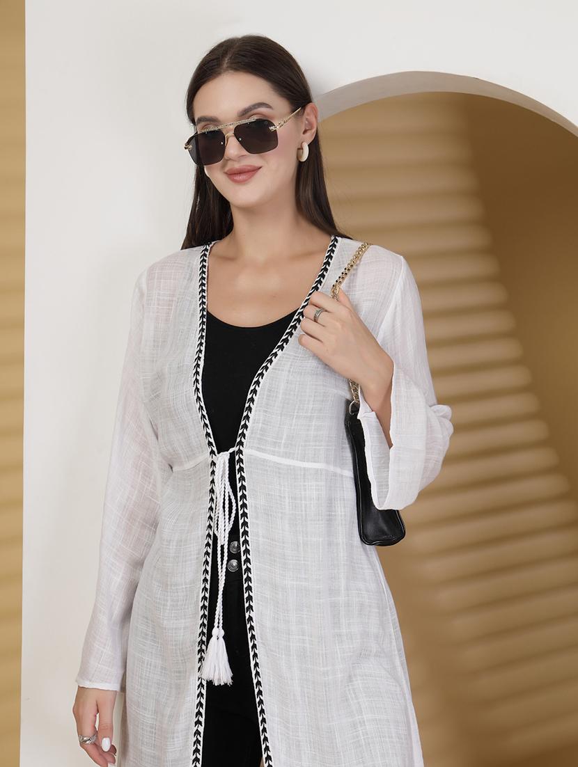 women white solid bell sleeve long shrug - 22028912 - Standard Image - 4