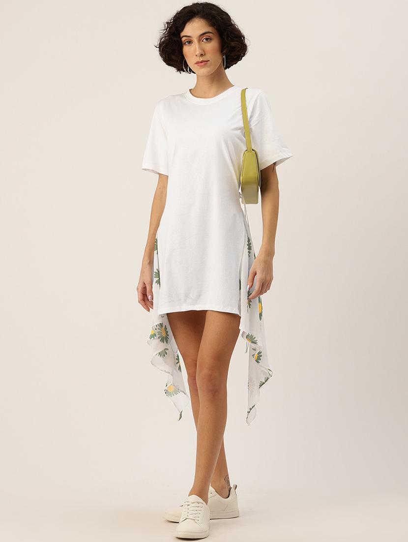 women white short sleeve asymmetric dress - 22028931 - Zoom Image - 0
