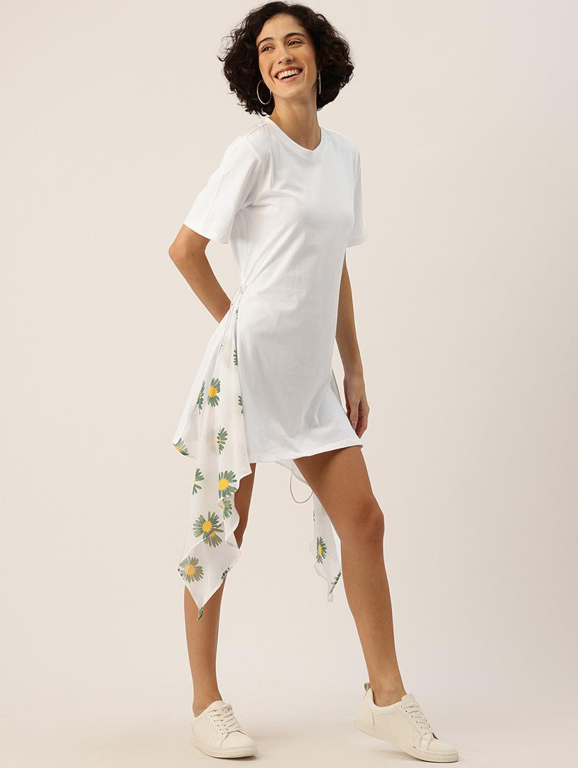 women white short sleeve asymmetric dress - 22028931 - Standard Image - 1